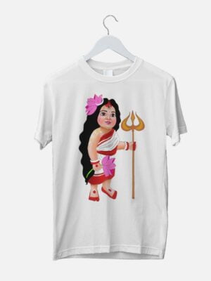 little durga maa printed t-shirt white