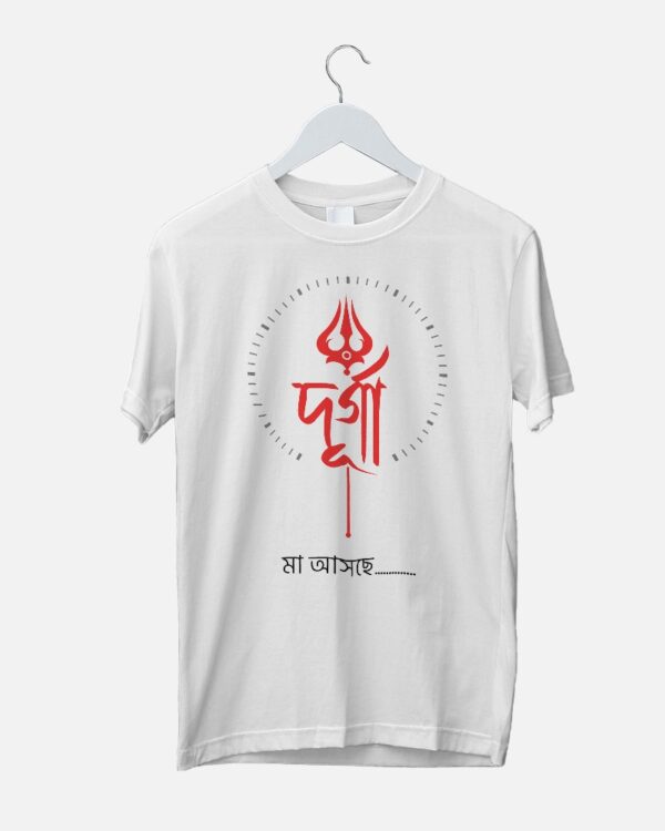 durga ma asche bengali printed t-shirt white