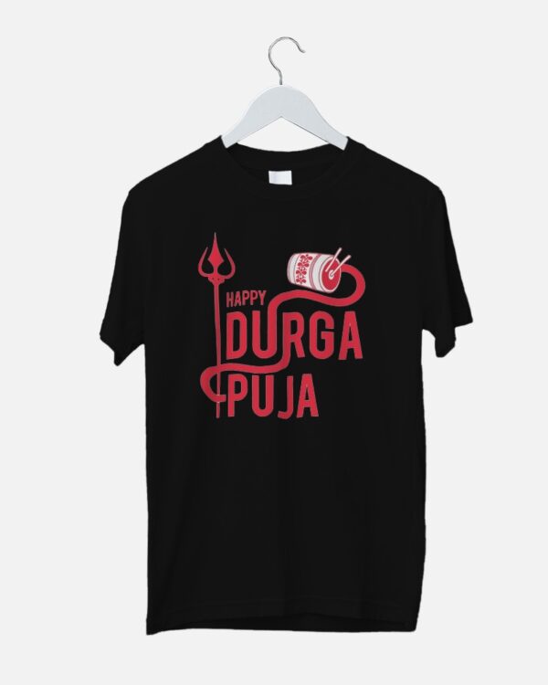 happy durga puja special design tshirt black