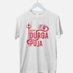 happy durga puja special design tshirt white